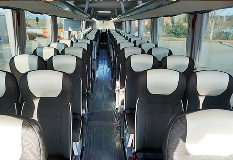 MAN Lion's Coach cabin with grey and white seats